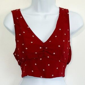 Abercrombie & Fitch Burgundy Red Smocked Sleeveless Crop Tank Small